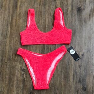 Texturized bright pink bathing suit! Size 4!